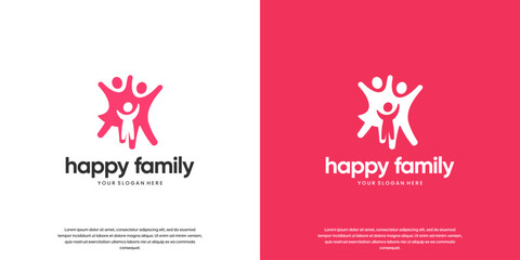 Happiness symbol with abstract character concept, family, interconnected, vector graphic design.