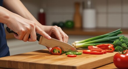 Preparing a vibrant vegetable medley for a healthy meal at home
