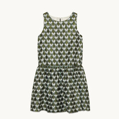 Robe verte sans manches à motifs blanc