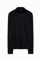 Pull noir en khasmir col rond