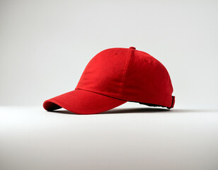 Red baseball cap on a white background.