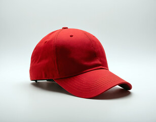 Red baseball cap on a white background.