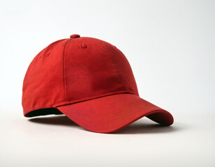 Red baseball cap on a white background.