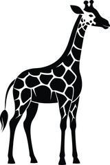 Naklejka premium giraffe silhouette, long neck, standing animal 