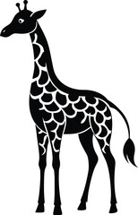 Naklejka premium giraffe silhouette, long neck, standing animal 
