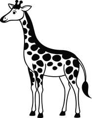 Naklejka premium giraffe silhouette, long neck, standing animal 