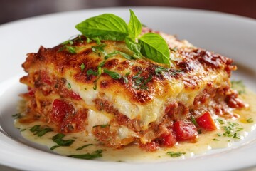 Lasagne Bolognese Ofengericht Pasta Auflauf Italienisches Essen Schichtgericht K&auml;se &uuml;berbacken Hackfleisch Nudelgericht Hausmannskost Familienessen Klassisch Rezept Italienisch Original Hei&szlig;