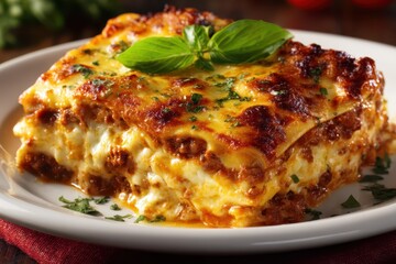 Lasagne Bolognese Ofengericht Pasta Auflauf Italienisches Essen Schichtgericht K&auml;se &uuml;berbacken Hackfleisch Nudelgericht Hausmannskost Familienessen Klassisch Rezept Italienisch Original Hei&szlig;