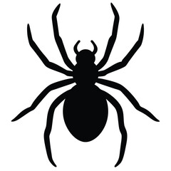 Simple black silhouette illustration of a spooky spider ready for halloween decorations