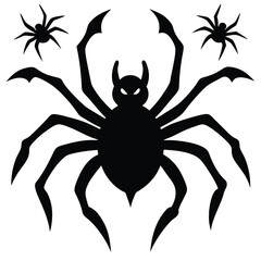 Spooky black spider silhouette design with sharp claws for halloween decorations and projects