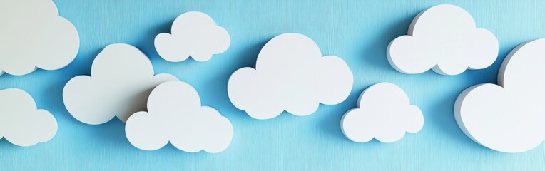 Obraz premium Whimsical Cloud Formations against a Light Blue Background
