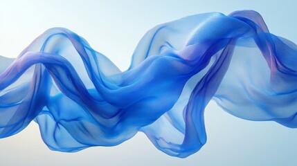 A vibrant blue cloth floating gently as if caught in a soft breeze.