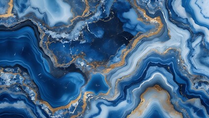 Captivating Abstract Agate Pattern with Gold Veining: Artful Blue Textures