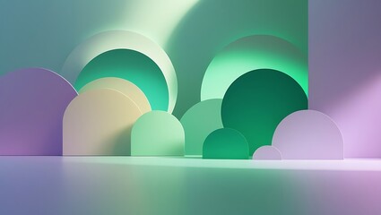 Minimalistic Geometric Composition with Pastel Colors and Soft Lighting, Abstract Design