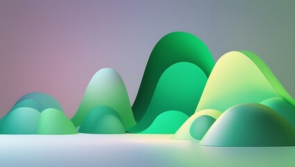 Abstract Composition of Layered Green Forms in Gradient Lighting