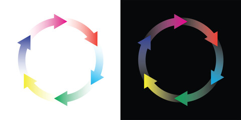 A versatile circle diagram with colorful arrows, perfect for illustrating cyclical processes, continuous flow, iteration, and interconnected steps in various systems