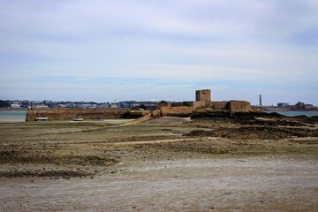 Fort of Saint Aubin view by low tide, Bailwick of Jersey, Channel Islands 