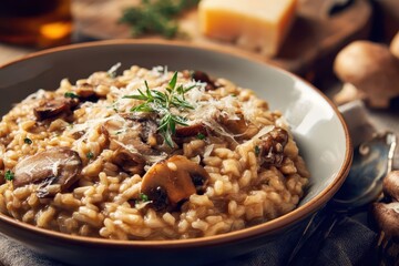 Pilzrisotto cremig Risotto mit Champignons Parmesan Risotto italienisch Risotto Rezept vegetarisch Reisgericht aromatisch Herbstgericht Comfort Food Gourmet Essen Abendessen Pilzgericht Delikatessen