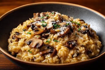 Pilzrisotto cremig Risotto mit Champignons Parmesan Risotto italienisch Risotto Rezept vegetarisch Reisgericht aromatisch Herbstgericht Comfort Food Gourmet Essen Abendessen Pilzgericht Delikatessen