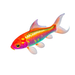 Obraz premium Colorful koi fish with iridescent scales swimming gracefully against a transparent background, adding a vibrant touch to creative projects and enhancing artistic designs with elegance