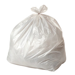 High-Resolution Image of a Full White Plastic Trash Bag on a White Background