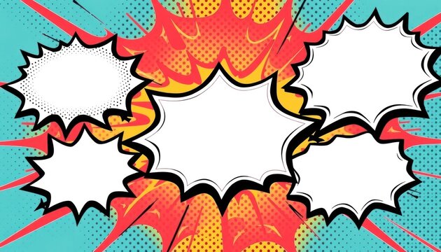 Energetic Comic Style Layout with Speech Bubbles and Vibrant Color Splash