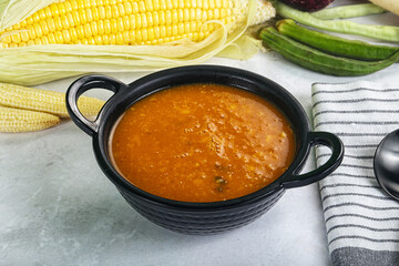 Vegan cuisine - hot tomato soup