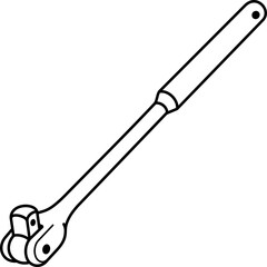 Professional automotive breaker bar with extended leverage handle for loosening stuck bolts and nuts. Essential socket wrench tool for high torque automotive repair work. Vector outline icon. 