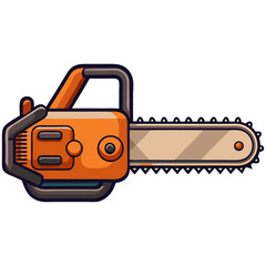 Naklejka premium Cartoon chainsaw vector illustration, construction and forestry equipment icon 