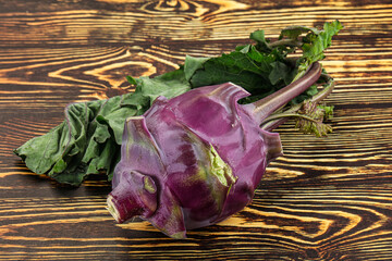 Ripe fresh violet kohlrabi cabbage