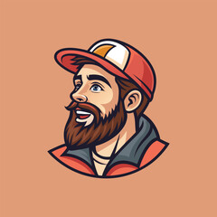 Man in Cap Icon Badge Emblem: An emblem featuring a man wearing a cap, perfect for sports teams and Esports organizations.