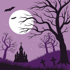 Purple Cemetery halloween background banner