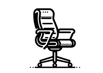 Office chair illustration in black and white minimalist style