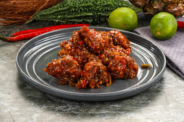 Manchurian spicy chicken with vegetables