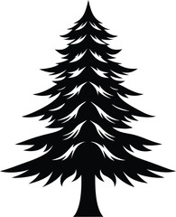 Obraz premium pine tree silhouette, pointed branches, forest shape 