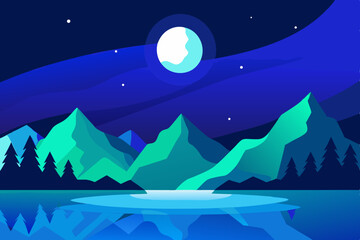Fototapeta premium winter landscape with moon