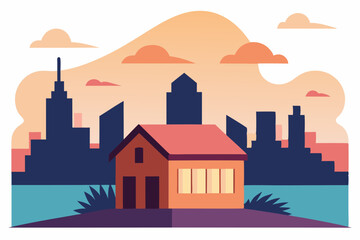 Obraz premium vector illustration of a city