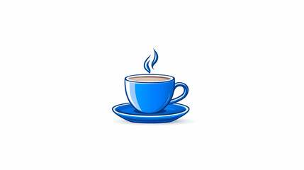Obraz premium Blue Pixel Art Coffee Cup on Saucer