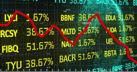 Image of financial data processing over dark background