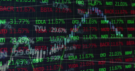 Image of financial data processing over dark background