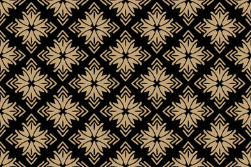 Fototapeta premium Ethnic abstract ikat floral patterns background.Antique Damask tribal embroidery with Aztec style.Geometric flower folklore ornaments.Indian or other Asian-inspired.Design for carpet, wallpaper, cloth