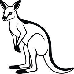  kangaroo silhouette, jumping pose, wild tail
