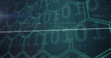 Image of financial data processing over dark background