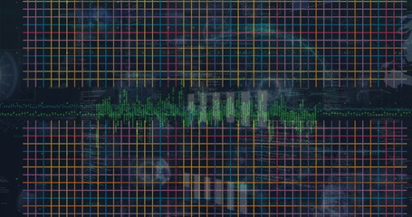 Image of financial data processing over dark background