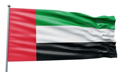Obraz premium United Arab Emirates national flag waving against a clear sky for national day celebration design