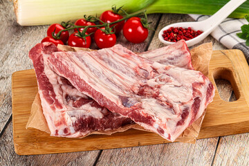 Raw pork ribs for cooking