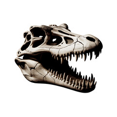 Fototapeta premium A fossilized skull of a prehistoric reptile reveals the fierce hunter in on transparent background