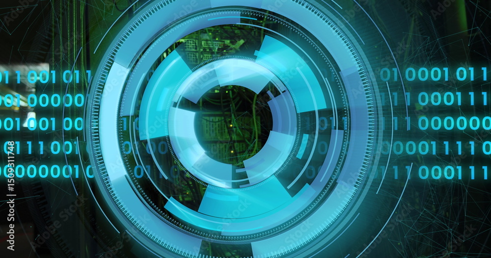 Poster image of scope scanning and data processing over server room