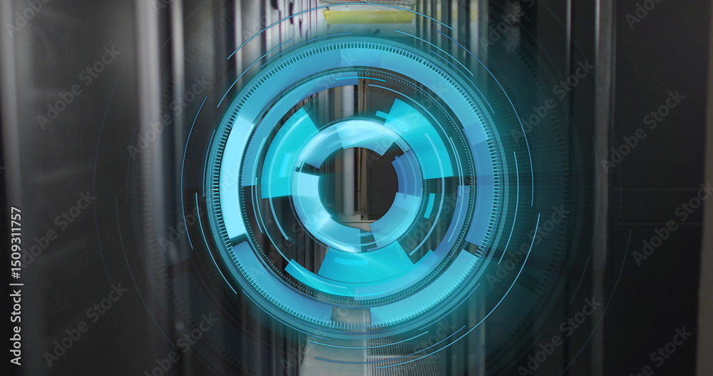 Poster image of scope scanning and data processing over server room