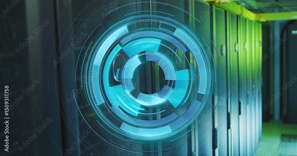 Poster image of scope scanning and data processing over server room